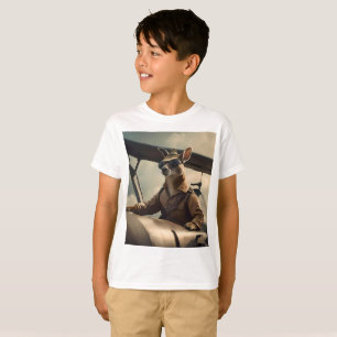 Camiseta "Céus Vintage: O Piloto de Canguru no Avião Velho