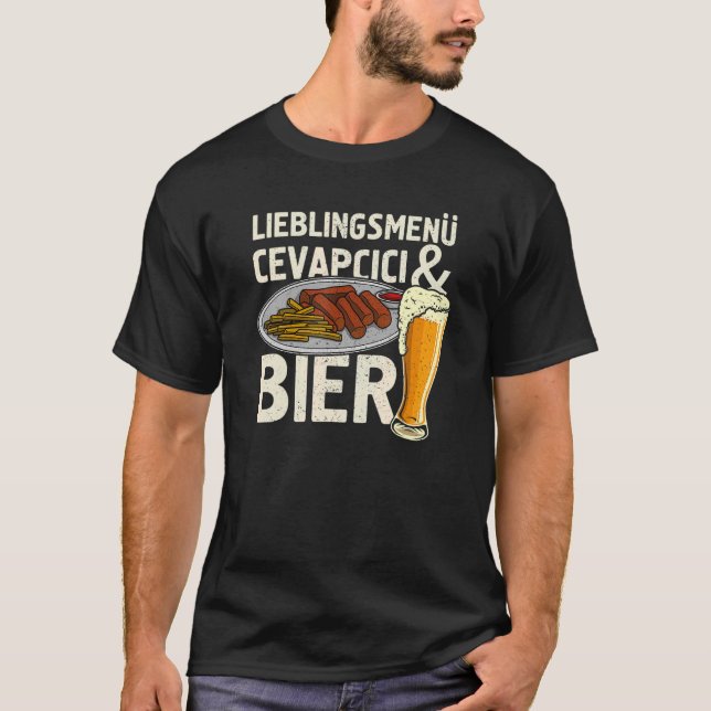 Camiseta Cevapcici Kebab culinária dos Balcãs (Frente)