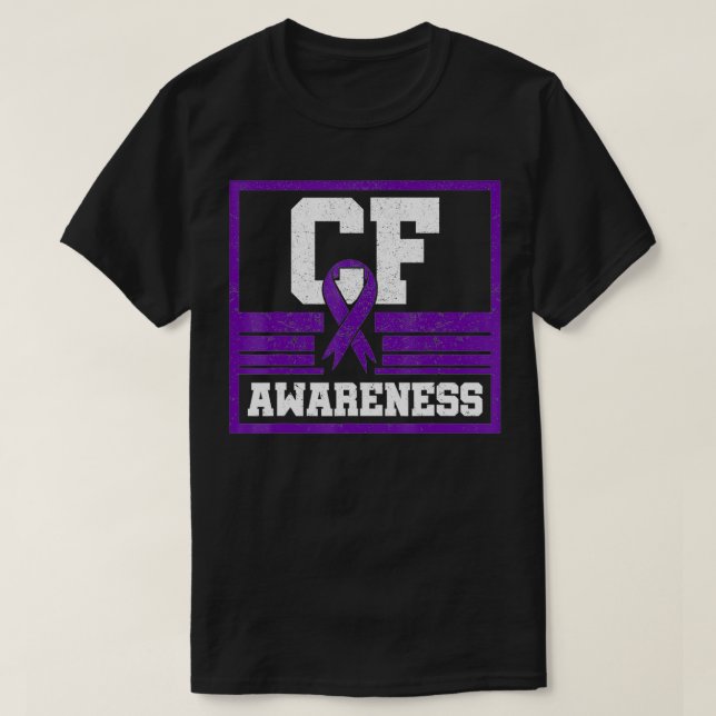 Camiseta CF Awareness Cystic Fibrosis Purple Ribbon Mucovis (Frente do Design)