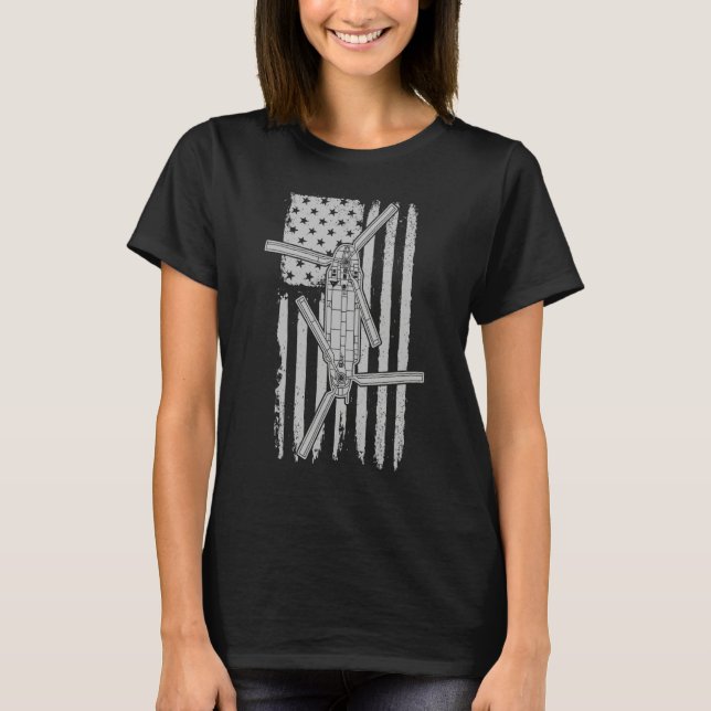 Camiseta CH47 Chinook Military Helicopter American Flag CH4 (Frente)