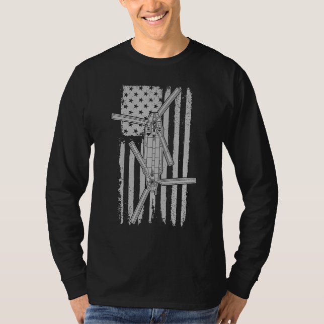 Camiseta CH47 Chinook Military Helicopter American Flag CH4 (Frente)