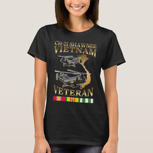 Camiseta CH 21 Shawnee h21 helicopter Vietnam veteran (Frente)