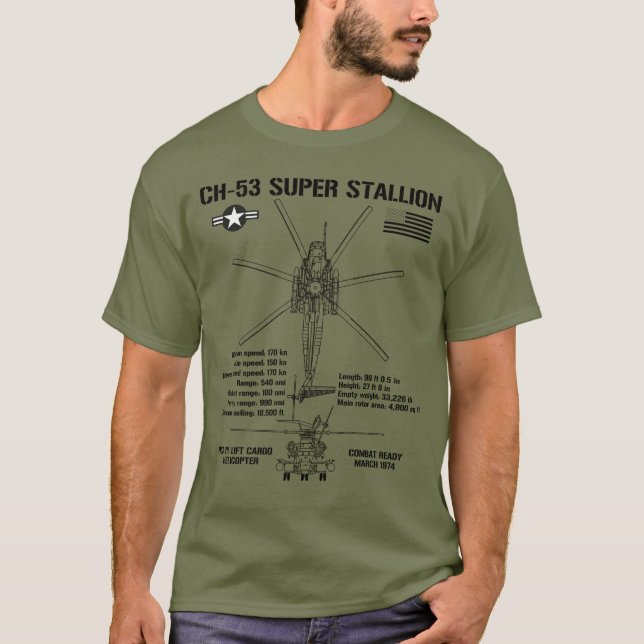 Camiseta CH-53 Especificações do Helicóptero de ataque Supe (Frente)