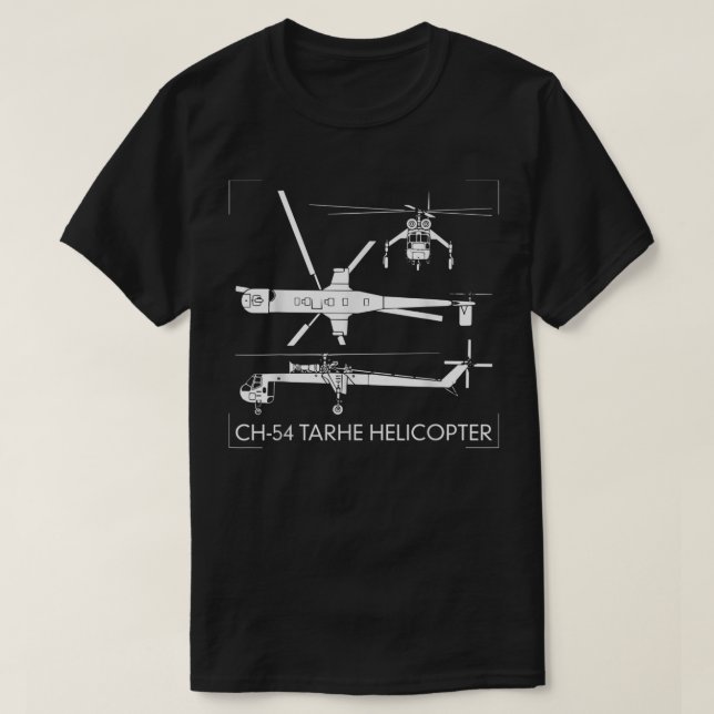 Camiseta CH-54 Tarhe Helicopter Gift S-64 Skycrane (Frente do Design)