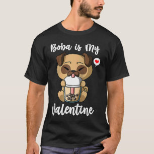 Camiseta Chá Boba é Meu Pug de Valentine Anti Dia dos Namor