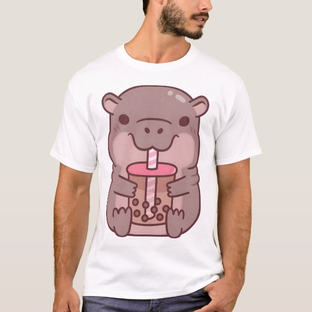 Camiseta Chá-Chá-Bebendo-Hippo (Frente)