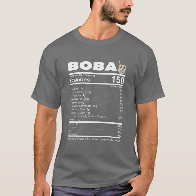 Camiseta Chá Chá Fatos Nutricionais Engraçados Boba Lover (Frente)