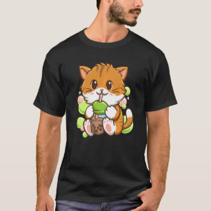 Camiseta Chá-Chá-Gato Boba Tea Drinker Tapioca-Balls