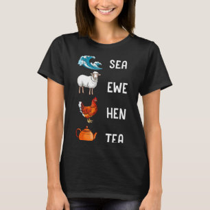 Camiseta Chá da Ovelha Marinha da Galinha Piada Engraçada D