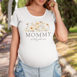 Camiseta Chá de Bebê Boho Wildflowers Mamãe
