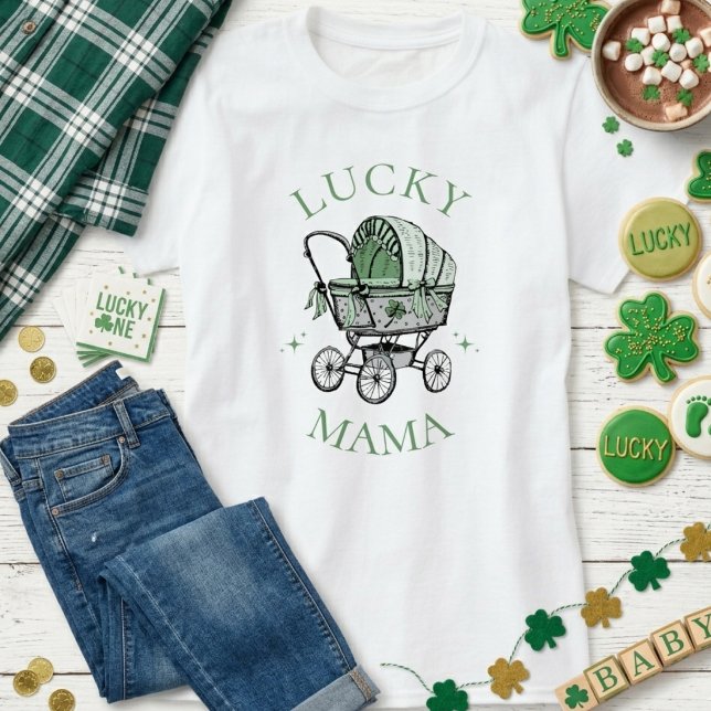 Camiseta Chá de Bebê da Gravidez Lucky Mama Shamrock (Lucky mama shamrock pregnancy shirt maternity outfit cute St Patricks baby shower mommy to be)