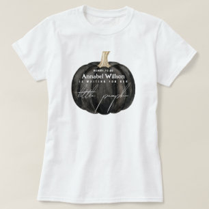 Camiseta Chá de Bebê de Abóbora Pequena Preta Gótica para a