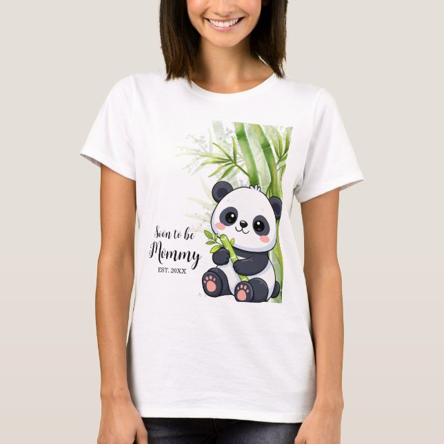 Camiseta Chá de Bebê de Bambu de Urso Panda  (Frente)