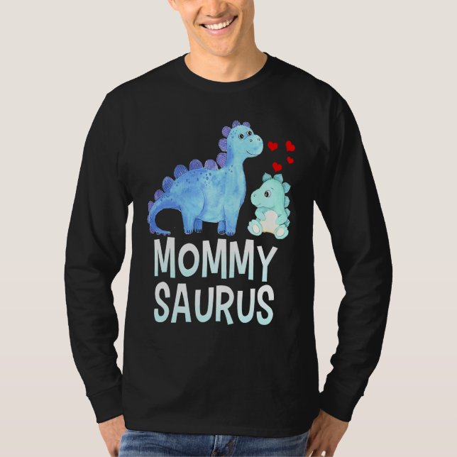Camiseta Chá de Bebê de Dinossauro Mommysaurus Para a Mamãe (Frente)