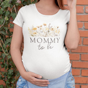 Camiseta Chá de Bebê de Flores Silvestres Mamãe Futurinha