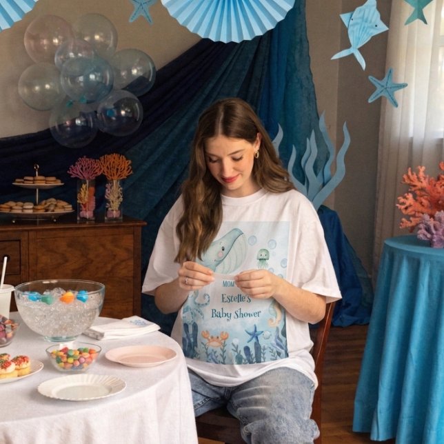 Camiseta Chá de Bebê Marítimo para a Futura Mamãe (Criador carregado)