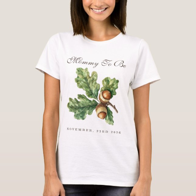 Camiseta Chá de Bebê Outono Floresta Mamãe Para Ser (Frente)