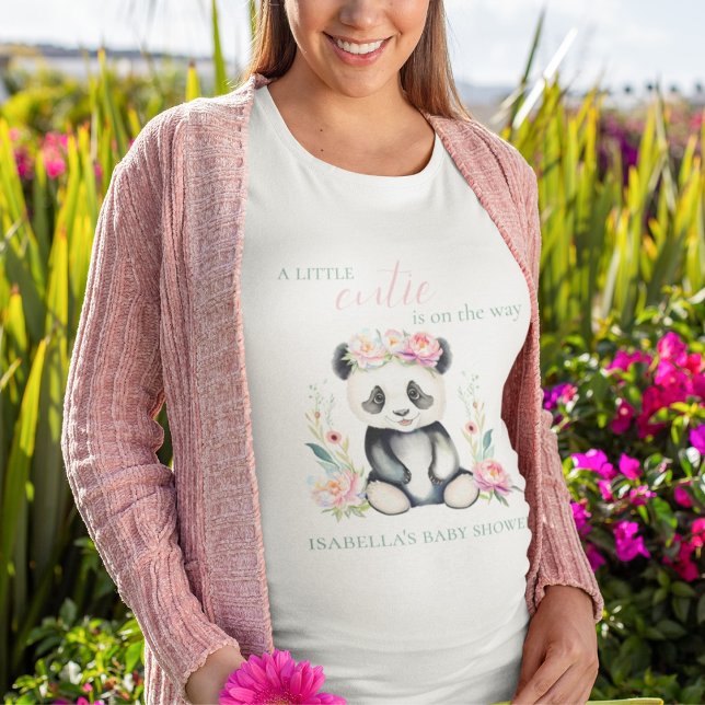 Camiseta Chá de Bebê Panda Bebê Peônias Selva (Criador carregado)