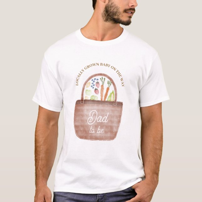 Camiseta Chá de Bebê Tema Feira do Produtor para Futuro Pap (Frente)