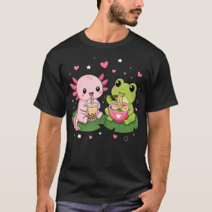 Camiseta Chá de Boba de Axolote Fofa e Ramen de Sapo