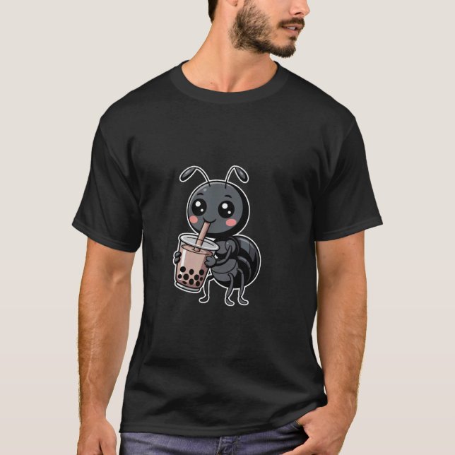 Camiseta Chá de Boba de Formiga Chibi Fofo (Frente)