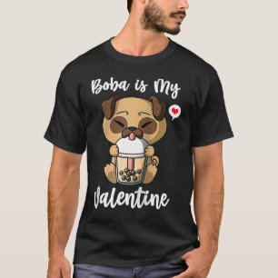 Camiseta Chá de Boba é Meu Pug de Valentine Anti Dia dos Na