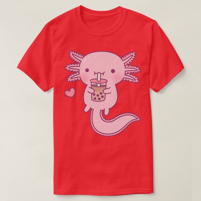 Camiseta Chá de bolha de Bebendo Axolotl (Frente do Design)
