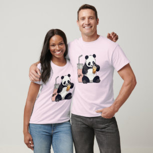 Camiseta Chá de bolha de bebendo de Panda, chá de boba