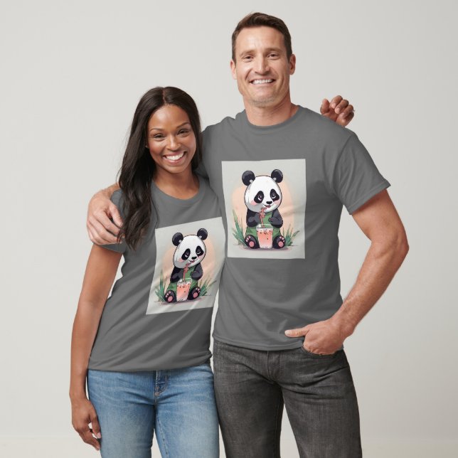 Camiseta Chá de bolha de bebendo de Panda, chá de boba (Unissex)