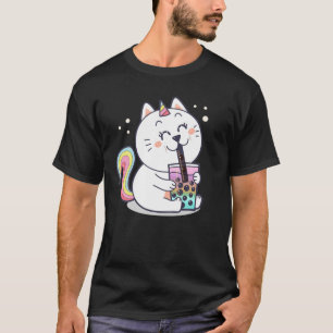 Camiseta Chá De Bolha, Gato De Unicórnio Kawaii Cute, Chu