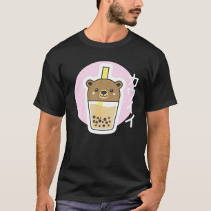 Camiseta Chá De Bolha, Urso Kawaii Cute, Kanji Japonês