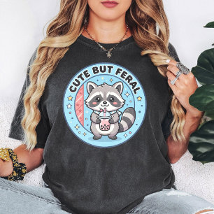 Camiseta Chá de Bolhas de Guaxinim Fofo Mas Feroz Animal Ka