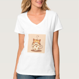 Camiseta Chá de café com chá de gato