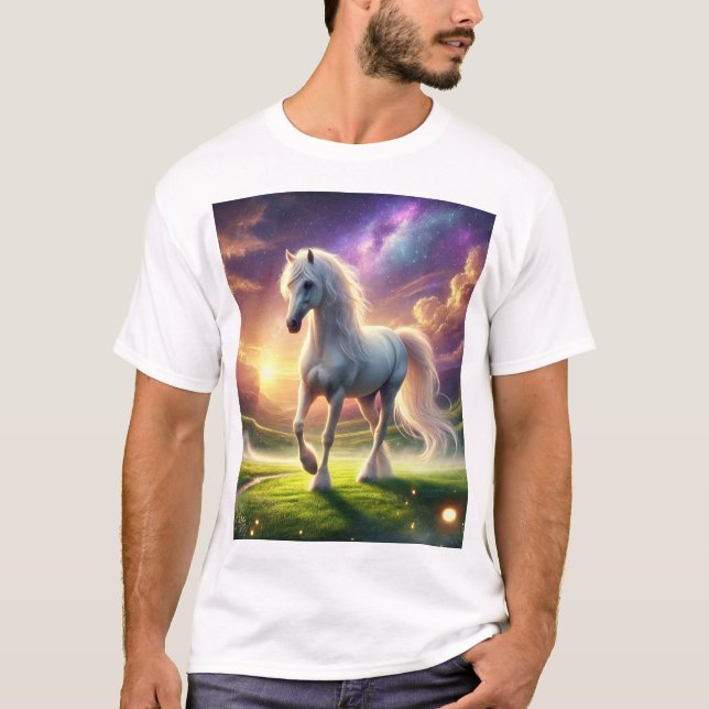 Camiseta Chá de Cavalo Branco Majestoso - Potência e Estilo (Frente)