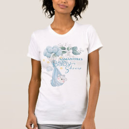 Camiseta Chá de fraldas. Bear Dormindo Azul.