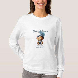 Camiseta Chá de fraldas de Balões de Urso Personalizado