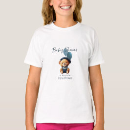 Camiseta Chá de fraldas de Balões de Urso Personalizado