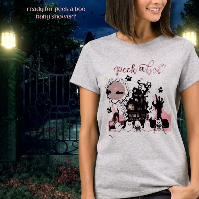 Camiseta Chá de fraldas de Boo-Belo Mamãe de Halloween (Boo-tiful Mommy-to-Be Halloween Baby Shower T-Shirt)