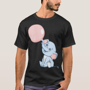 Camiseta Chá de fraldas De Bublegum Rosa Elefante Para Bebê