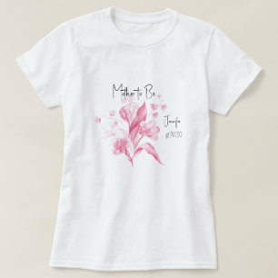 Camiseta Chá de fraldas de Buquê Rosa-A-Ser-Mãe