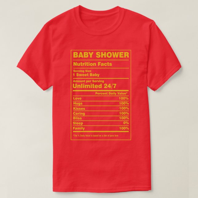 Camiseta Chá de fraldas de Fatos Nutricionais (Frente do Design)