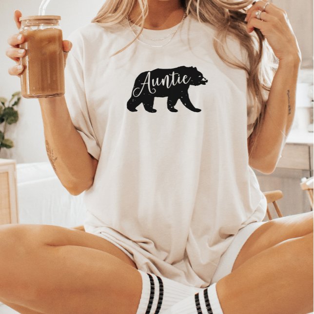 Camiseta Chá de fraldas do Urso da Tia Flannel Adventure (Auntie Bear Shirt)
