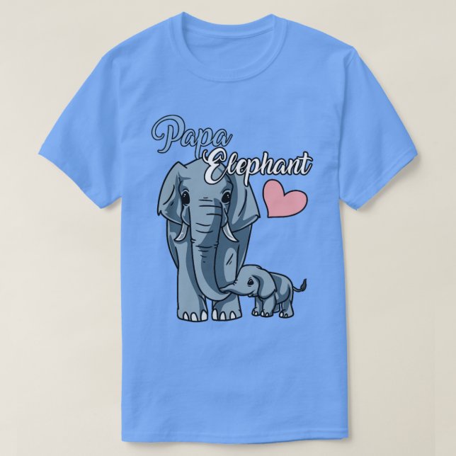 Camiseta Chá de fraldas Elefante Papá Bonito Oferece Pai Fu (Frente do Design)