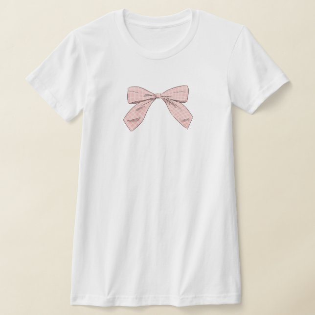 Camiseta Chá de fraldas Elegante Arco Xadrez rosa claro Mãe (Postura )