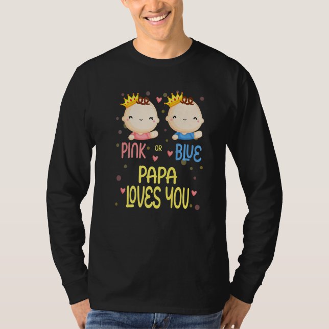 Camiseta Chá de fraldas Gênero Reveal Rosa ou Azul Papá Lov (Frente)