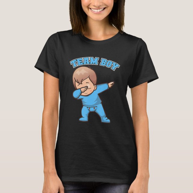 Camiseta Chá de fraldas Gênero Revelar Equipe B de Anúncio  (Frente)