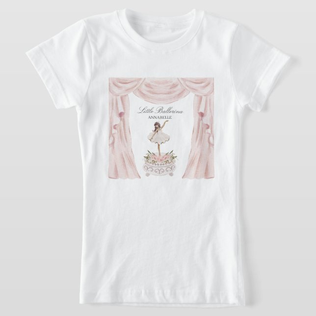 Camiseta Chá de fraldas Rosa Ballerina ou Aniversário (Postura )