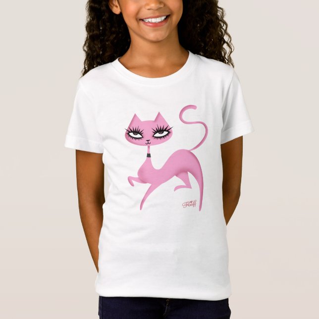 Camiseta Chá de Gato Bonito por Fluff (Frente)