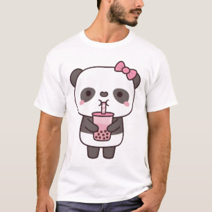 Camiseta Chá de Leite de Borracha de Bebendo de Panda