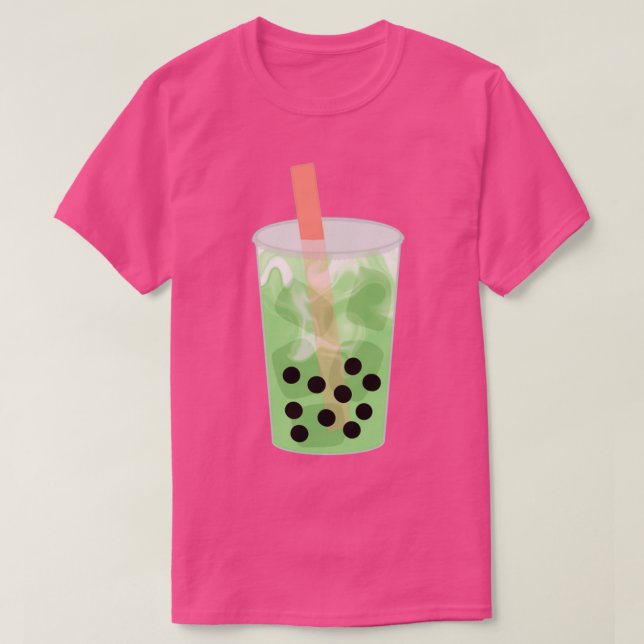 Camiseta Chá de leite Matcha Boba com canudos grandes (Frente do Design)